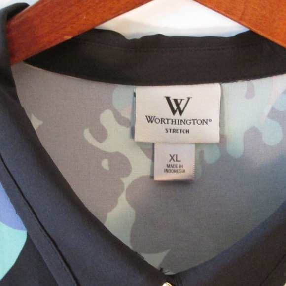 Worthington Stretch Women's Long Sleeve Blouse Sz XL Floral Print Gold B… - Picture 3 of 5